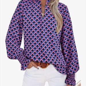 Vibrant Pink and Blue Women's Blouse
